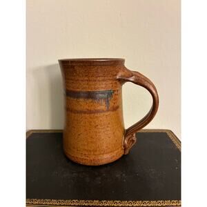 Vintage Stoneware Coffee Mug Brown Glazed Rustic Handmade Style